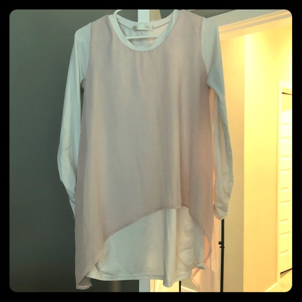 Pink and white chiffon overlay shirt